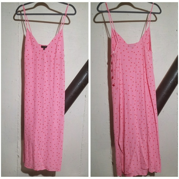 TOPSHOP NWOT Spot Button Side Slipdress Size 6 - Picture 4 of 5